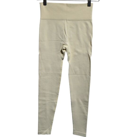 OQQ Ribbed Cream High-Rise Leggings Size Small - Picture 2 of 4